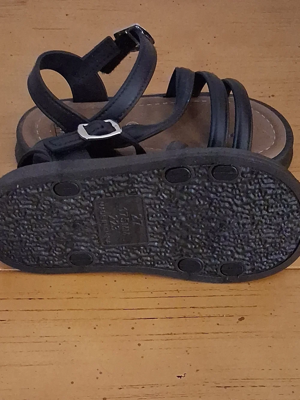 Black Strappy Kids Sandals with Buckle